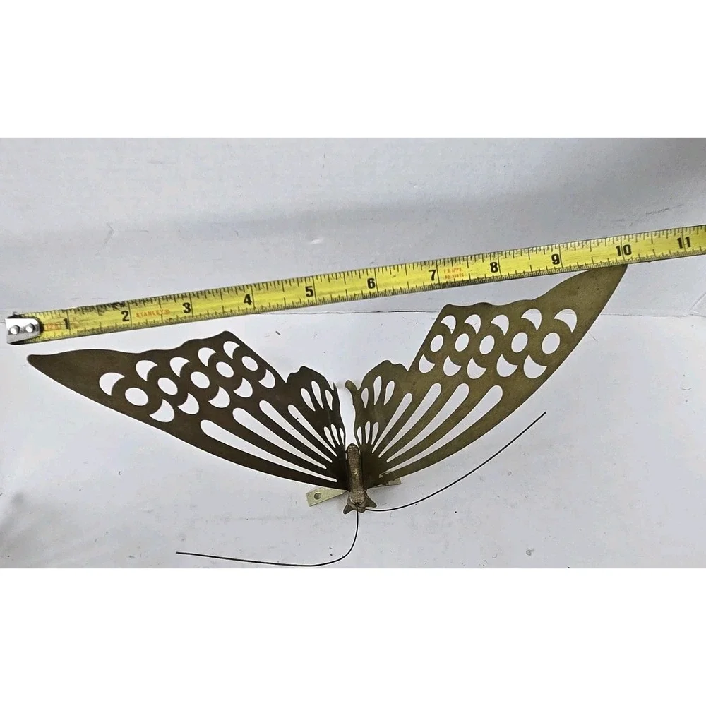 3 MCM Vintage Solid Brass Butterflies Table Wall Art Decor 3 Sizes w Mild Patina